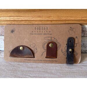 Otto Angelino Exquisite Leather Cable Straps Brown & Black Set of 3